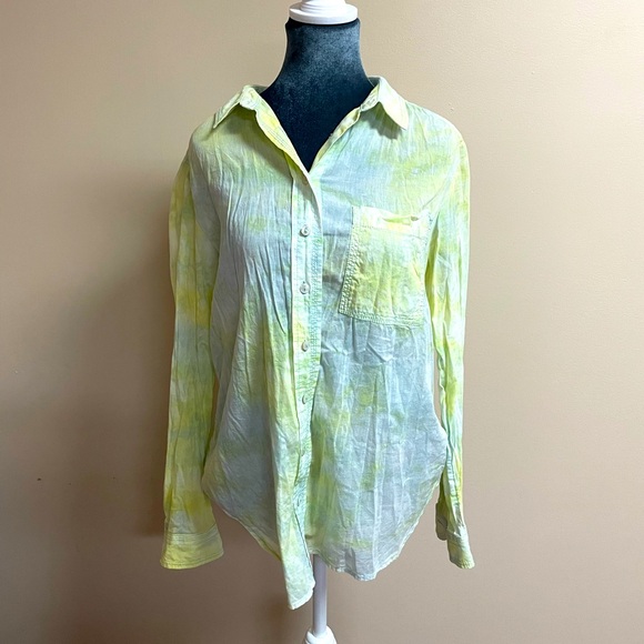 ANTHROPOLOGIE Pilcro & the Letterpress Cate Yellow Green Tie Dye Medium - Picture 1 of 9